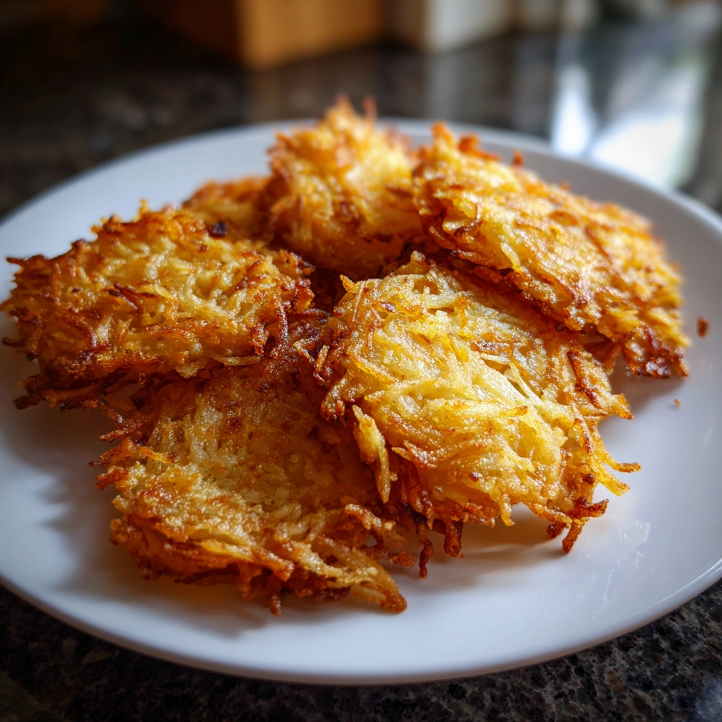 hash browns in air fryer crispy and golden brown close up