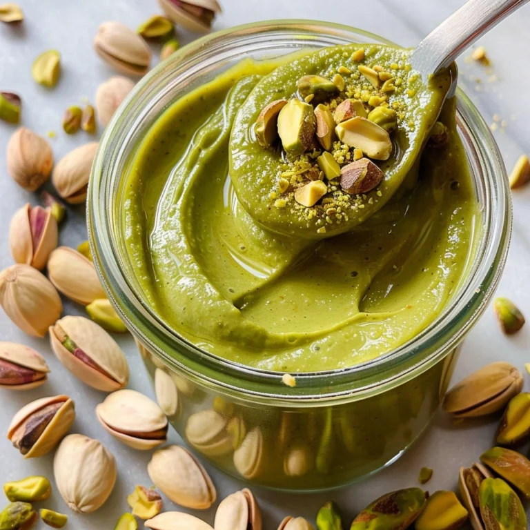 creamy pistachio butter in glass jar with whole pistachios