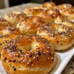 Freshly baked protein bagel recipe Greek yogurt with everything seasoning