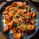 sweet chili chicken close-up with glossy glaze