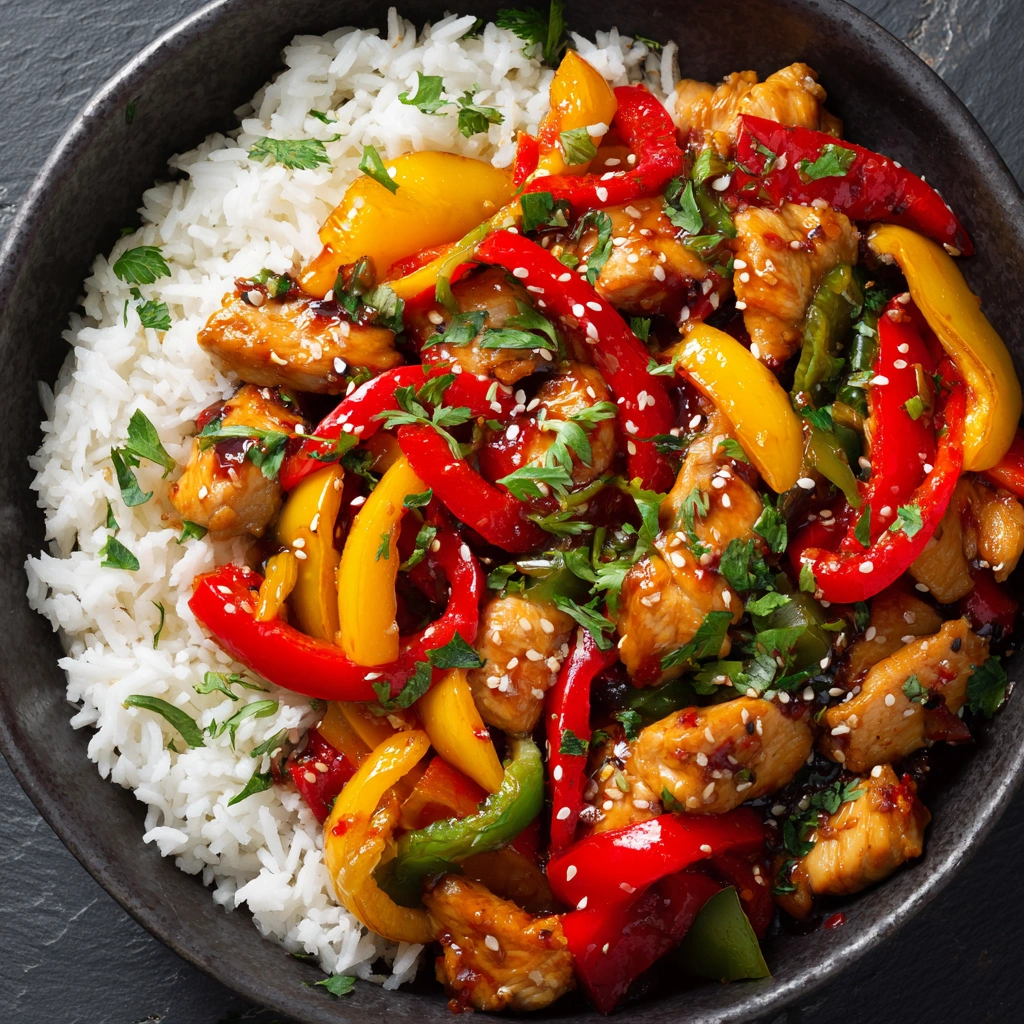 sweet chili chicken stir fry with vegetables