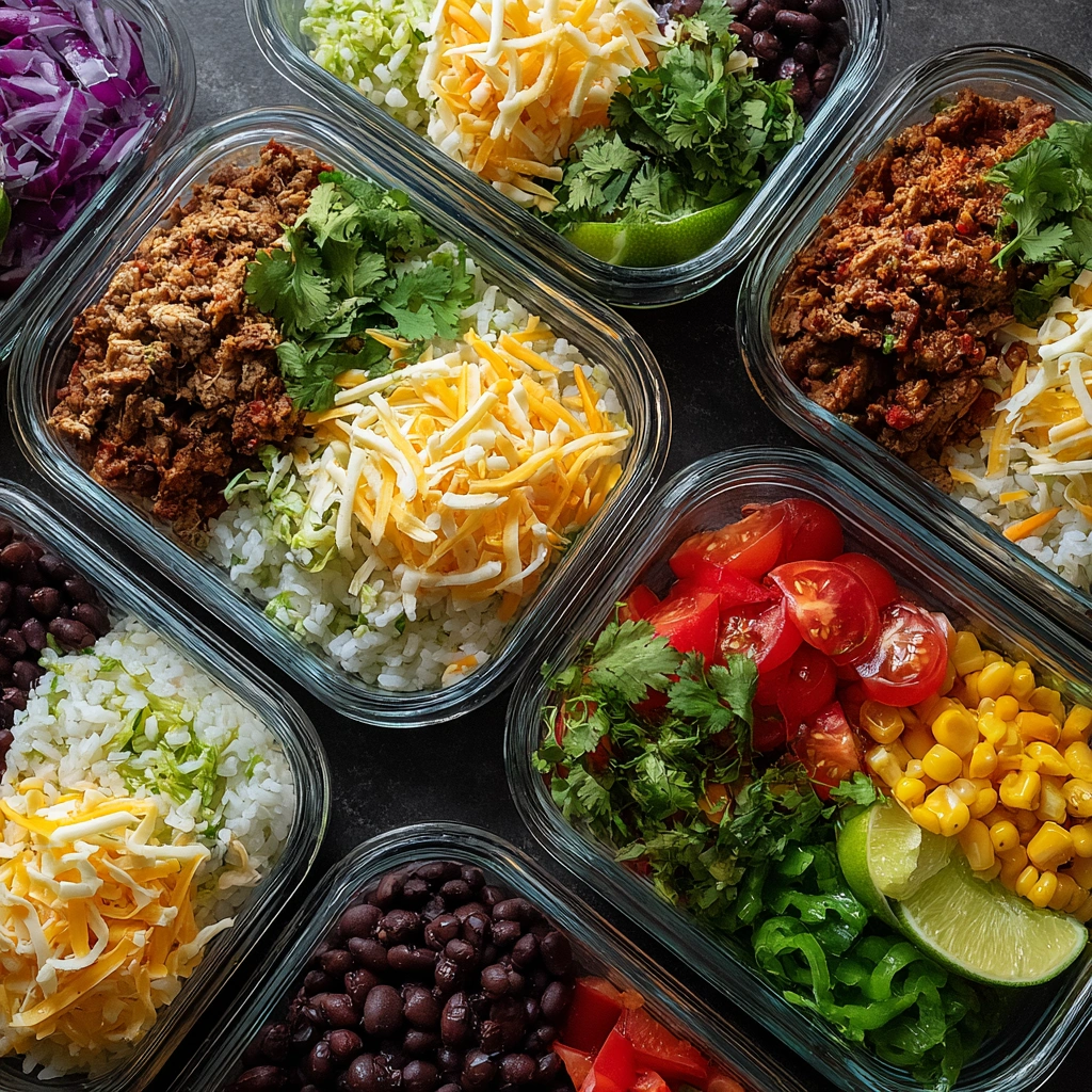 taco rice bowl meal prep containers